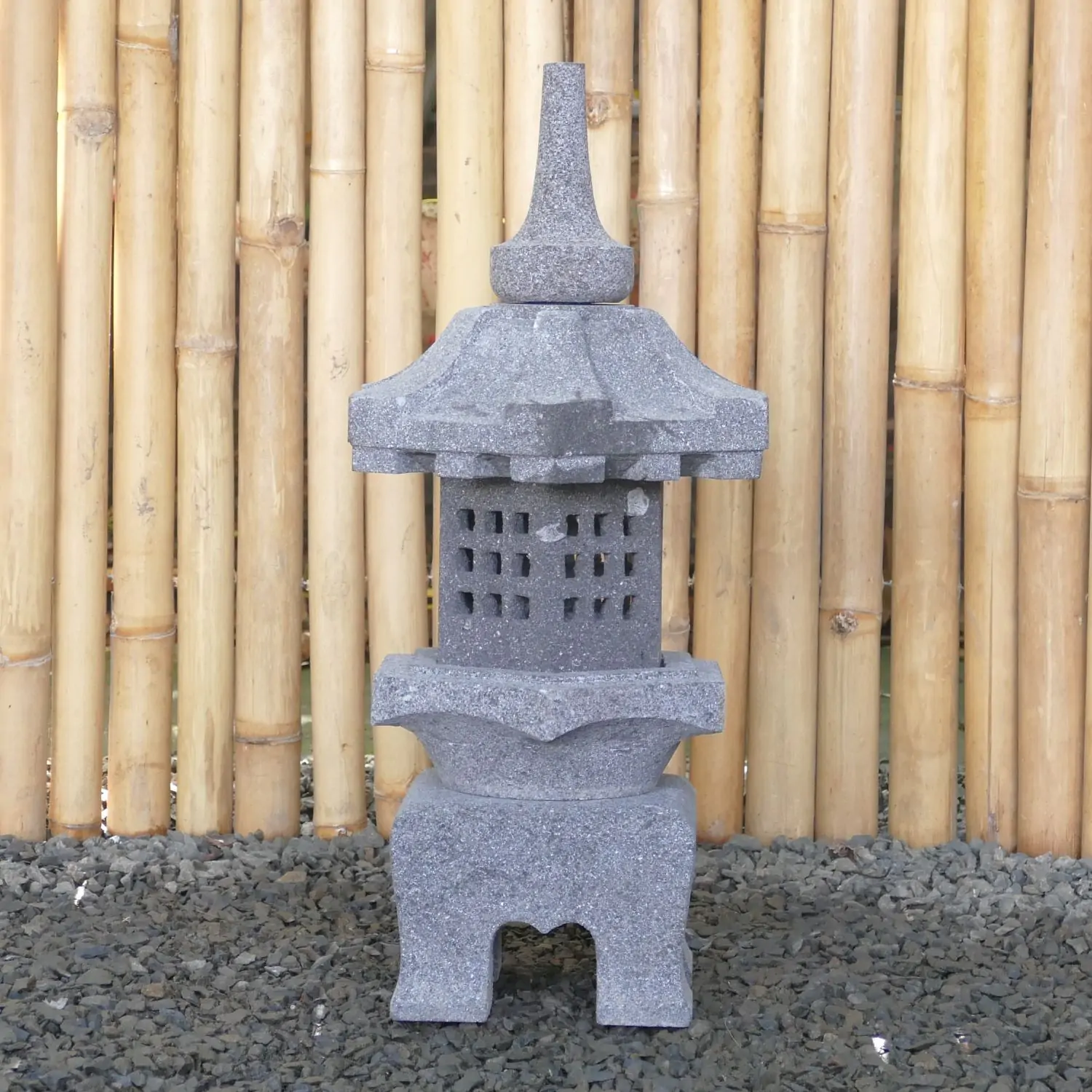  Product image 4 of the product “Japanese style Garden Lantern, made from Andesit Stone. Multipart. 60 cm Height, Roof is 26 cm width. ”
